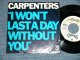 CARPENTERS - I WON'T LAST A DAY WITHOUT YOU : ONE LOVE (Ex+++/MINT- ) / 1974 US AMERICA ORIGINAL  "with PICTURE SLEEVE" Used 7" Single 