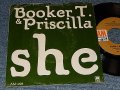 BOOKER T. & PRISCILLA - SHE   B) THE WEDDING SONG (PS)Ex/MINT-) / 1971 US AMERICA ORIGINAL "With PICTURE SLEEVE / PS"   Used 7" 45rpm Single  