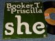 BOOKER T. & PRISCILLA - SHE   B) THE WEDDING SONG (PS)Ex/MINT-) / 1971 US AMERICA ORIGINAL "With PICTURE SLEEVE / PS"   Used 7" 45rpm Single  