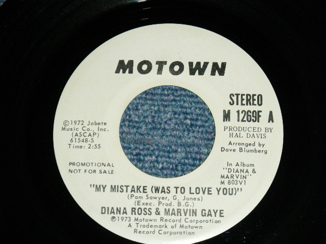 DIANA ROSS & MARVIN GAYE - MY MISTAKE / 1972 US ORIGINAL PROMO ONLY 45rpm 7