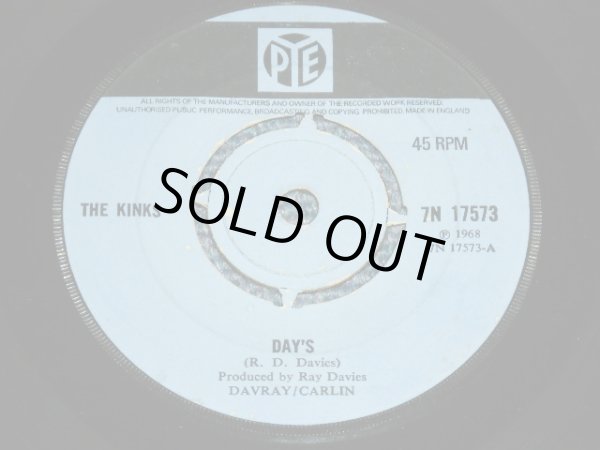 画像1: THE KINKS -  DAYS ( Ex++/Ex++ )  / 1968 UK ENGLAND ORIGINAL  Used 7" Single 