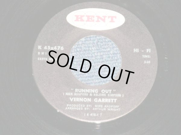 画像1: VERNON GARRETT -  RUNNING OUT : SLOW AND EASY  : NORTHERN SOUL ( Ex++/Ex++ ) / 1960's  US AMERICA ORIGINAL  Used  45rpm 7" Single  