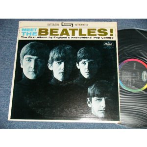 画像: The BEATLES - MEET THE BEATLES  ( Matrix #   A)  ST-1-2047-B-6-1    B)  ST-2-2047-B-6-1  )  ( Ex++/MINT- : EDSP ) / 1964 US AMERICA  1st Press "BLACK with RAINBOW Color Band Label"  "BEATLES Logo on OLIVE GREEN Front Cover" STEREO Used LP  