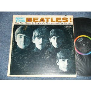 画像: The BEATLES - MEET THE BEATLES  ( Matrix #    A) T-1-2047-P19     B) T-2-2047-P18 )  ( VG++/Ex++ Looks:Ex WOFC,EDSP ) / 1964 US AMERICA  1st Press "BLACK with RAINBOW Color Band Label"  "BEATLES Logo on TAN To BROWN  Front Cover" MONO Used LP   
