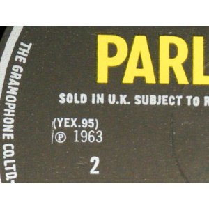 画像: The BEATLES - PLEASE PLEASE ME (Matrix # YEX 94-1 1 RO /YEX 95-1 1 RL) (Ex+++/MINT-) /1965-6 Version UK ENGLAND ORIGINAL "MISS PRINT EXTRA DOT "SOLD IN.U.K. Credit Label""YELLOW Parlophone with 'SOLD IN.U.K.' Texist Label" STEREO Used LP  