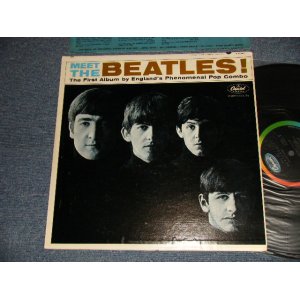 画像: The BEATLES - MEET THE BEATLES  (Matrix #A)T-1-2047-F1 #2 "IAM in TRIANGLE" B)T-2-2047-G2 #2 "IAM in TRIANGLE")   "SCRANTON Press in PENNSYLVANIA"(Ex+MINT-, Ex+++  EDSP) / 1964 US AMERICA  1st Press "BLACK with RAINBOW Color Band Label"  "BEATLES Logo on OLIVE GREEN Front Cover" MONO Used LP  