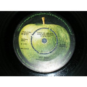 画像: The BEATLES - A)GET BACK  B)DON'T LET MME DOWN (PUSH-OUT CENTER) (Ex/Ex) / 1969 UK ENGLAND ORIGINAL Used 7" Single