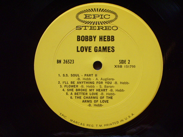 画像: BOBBY HEBB - LOVE GAMES / 1970 US ORIGINAL LP 