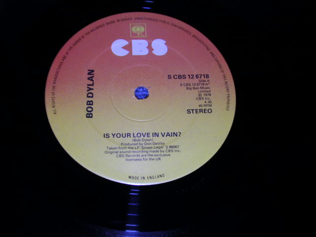 画像: BOB DYLAN - IS YOUR LOVE IN VAIN?  / 1978 UK Limited  12" Single