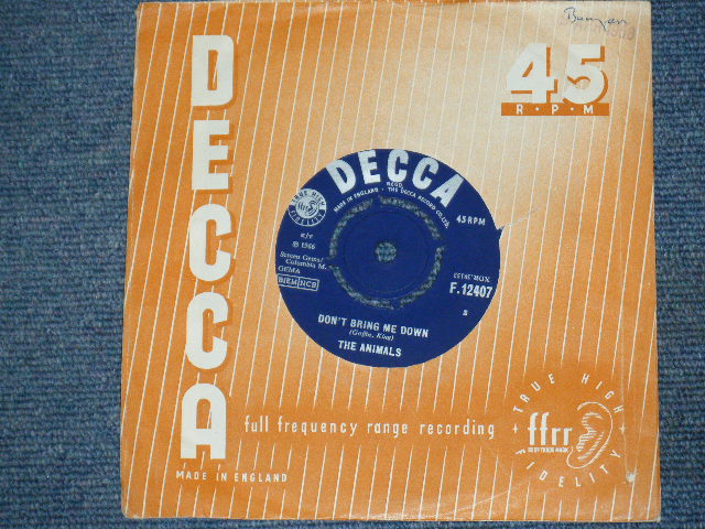 画像: THE ANIMALS - DON'T BRING ME DOWN / 1966 UK ORIGINAL 7"Single