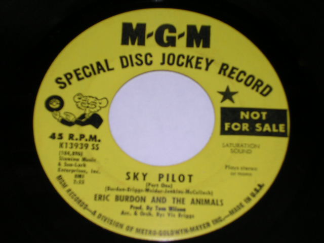 画像: ERIC BURDON & THE ANIMALS - SKY PILOT ( PROMO ONLY COUPLING )  / 1968 US ORIGINAL PROMO Yellow Label  7"SINGLE