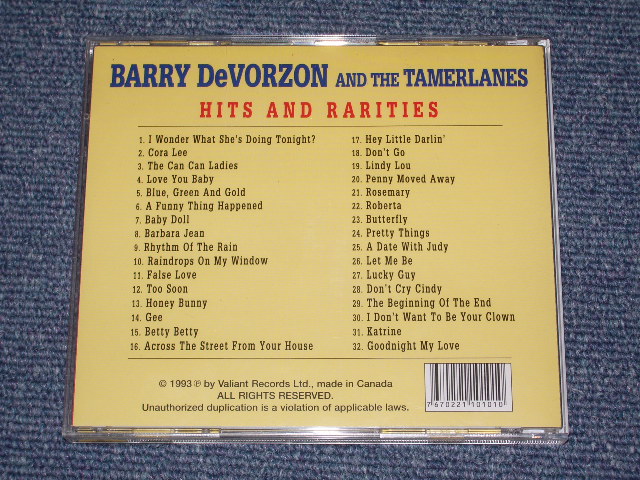 画像: BARRY DeVORZON and THE TAMERLANES - HITS AND RARITIES / 1993CANADA BRANDE NEW CD out-of-print now 