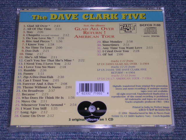 画像: DAVE CLARK FIVE, THE - COMPLETE HISTORY VOL.1 : GLAD ALL OVER + RETURN + AMERICAN TOUR   / 1994 CZECH REPUBLIC SEALED CD