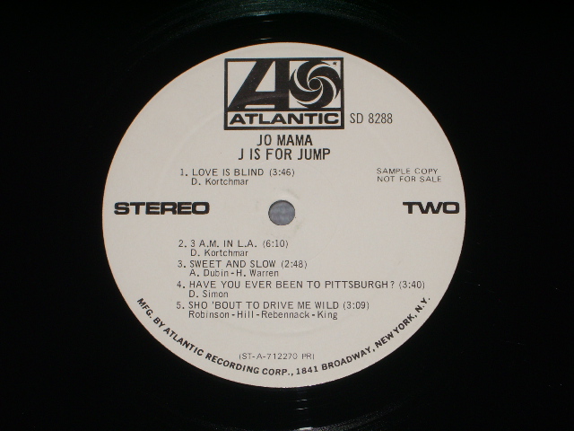 画像: JO MAMA - J IS FOR JUMP (Ex++/Ex+++) / 1971 US AMERICAORIGINAL "WHITE LABEL PROMO" Used LP 
