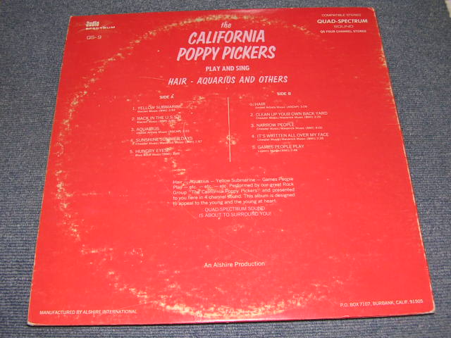 画像: THE CALIFORNIA POPPY PICKERS - PLAY AND SING HAIR AQUARIUS AND OTHERS  / 1969 US ORIGINAL QUAD-SPECTRUM 4 CHANNEL LP 