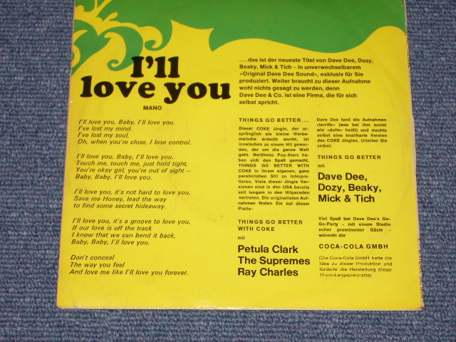画像: DAVE DEE DOZY BEAKY MICK & TICH on HOST + RAY CHARLES + PETULA CLARK + THE SUPREMES - I'LL LOVE YOU "THINGS GO BETTER WITH COKE" / 1968 WEST GERMANY ORIGINAL 7"EP With PICTURE SLEEVE