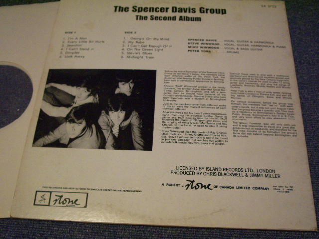 画像: SPENCER DAVIS GROUP - THE SECOND ALBUM  /  1966 CANADA ORIGINAL STEREO LP 