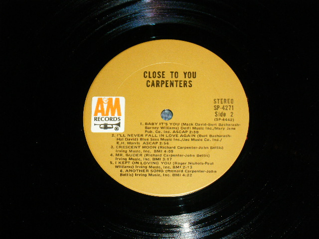 画像: CARPENTERS - CLOSE TO YOU ( Matrix No. SP-4441-T7 / SP-4442-T8 ) /  1970 US ORIGINAL Used  LP 