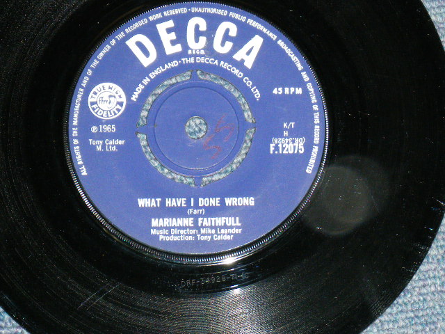 画像: MARIANNE FAITHFULL - COME AND STAY WITH ME (Ex++/Ex++ )  / 1965 UK ENGLAND ORIGINAL Used 7"Single