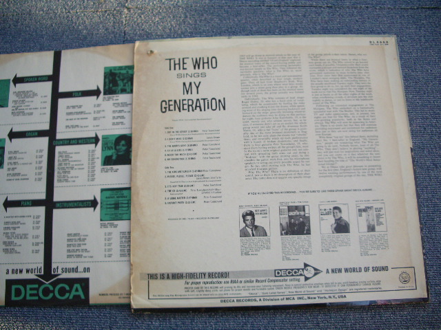 画像: THE WHO  -  MY GENERATION (Ex++, Ex+/Ex+++ Looks:Ex BB) / 1966 US AMERICA ORIGINAL MONO Used LP 