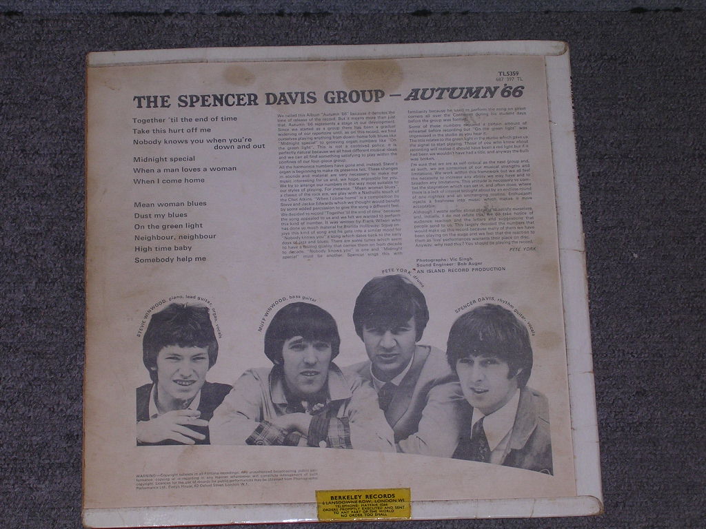 画像: SPENCER DAVIS GROUP - AUTUMN '66  /  1966 UK ORIGINAL MONO LP 