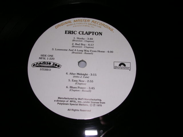 画像: ERIC CLAPTON - ERIC CLAPTON  / 1995 US ORIGINAL HALF-SPEED MASTER  LP 