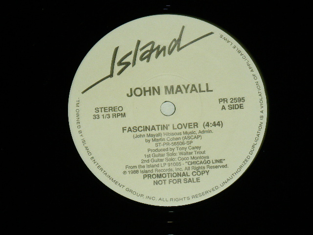 画像: JOHN MAYALL  - FASCINATIN' LOVER / 1989 US ORIGINAL PROMO ONLY 12" 