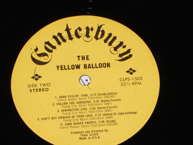 画像: YELLOW BALLOON  - THE YELLOW BALLOON ( MINT-/MINT- ,A-3:Ex++,B-2,3,4: Ex+++ ) / 1967 US AMERICA ORIGINAL STEREO Used LP