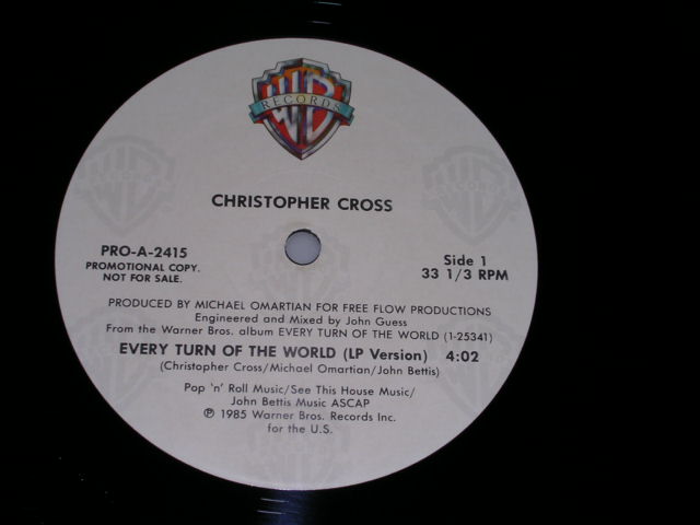 画像: CHRISTPHER CROSS - EVERY TURN OF THE WORLD ( PROMO ONLY 12" ) / 1985 US ORIGINAL 12"