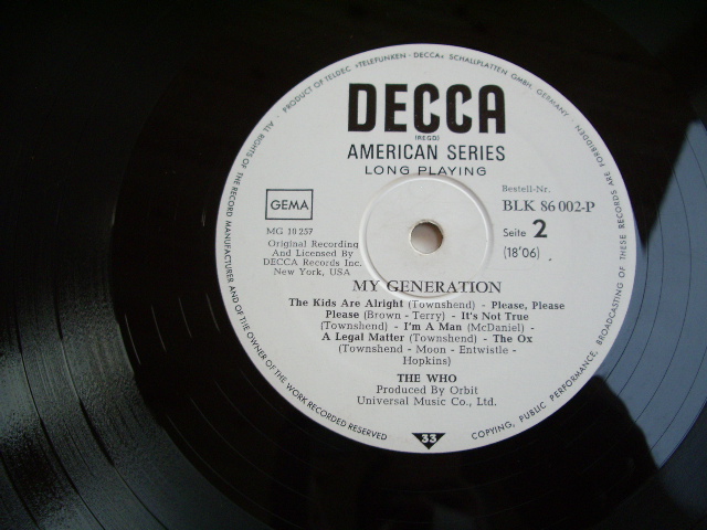 画像: THE WHO  -  MY GENERATION  / 1966 WEST-GERMANY  ORIGINAL MONO LP 
