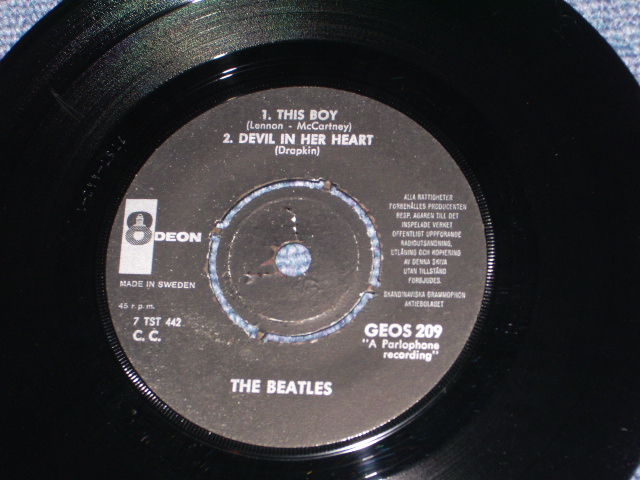 画像: THE BEATLES -  I WANT TO HOLD YOUR HAND  ( 4 Tracks EP : Ex+++/MINT- ) / 1964? SWEDEN ORIGINAL Used 7" EP With PICTURE SLEEVE 