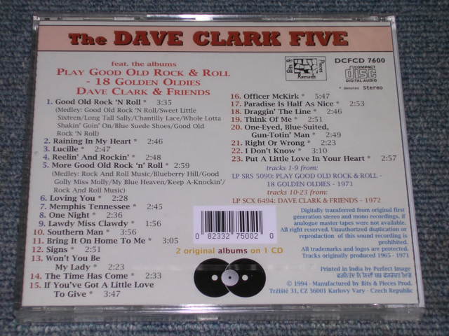 画像: DAVE CLARK FIVE, THE - COMPLETE HISTORY VOL.6 : PLAY GOOD OLD R&R + DAVE CLARK & FRIENDS (SEALED) / 1994 CZECH REPUBLIC "BRAND NEW SEALED" CD