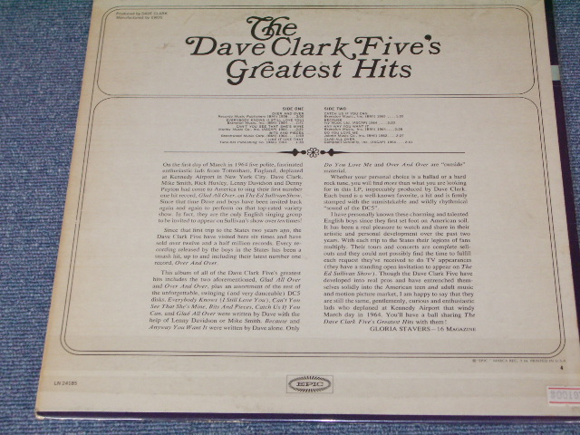 画像: DAVE CLARK FIVE -  GREATEST HITS (Ex+/Ex++ Looks:Ex+ EDSP) / 1966 US AMERICA ORIGINAL MONO Used LP 