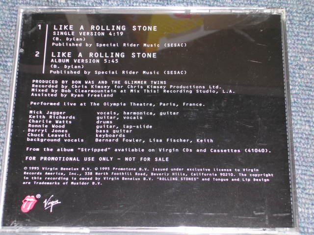 画像: THE ROLLING STONES - LIKE A ROLLING STONE  / 1995 US Promo Only Maxi-CD 