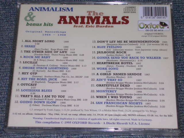 画像: THE ANIMALS  - ANIMALISM & BONUS HITS / 1995 GERMANY SEALED CD