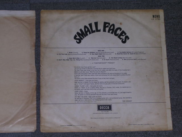 画像: SMALL FACES - SMALL FACES   /  1966 UK ORIGINAL Matrix No. 4A/3A  LP