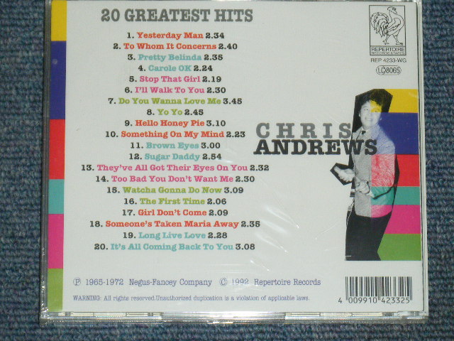 画像: CHRIS ANDREWS - 20 GREATEST HITS / 1992  GERMAN  Brand New Sealed CD