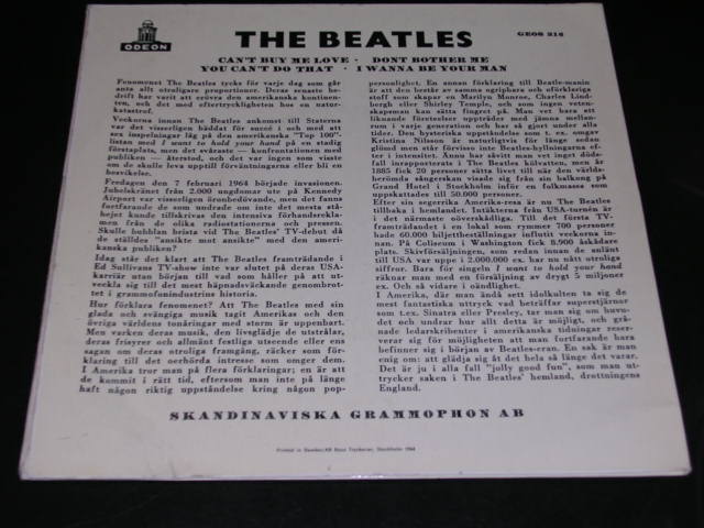 画像: THE BEATLES - CAN'T BUY ME LOVE  ( 4 Tracks EP : Ex++/Ex++ ) / 1960's  SWEDEN ORIGINAL Used 7" EP With PICTURE SLEEVE 