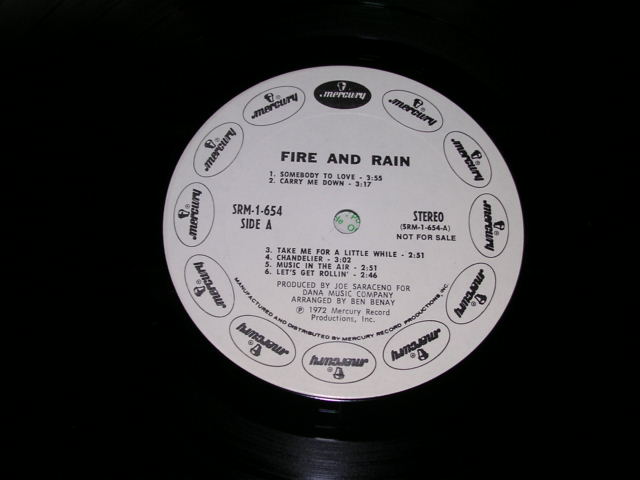 画像: FIRE & RAIN - FIRE & RAIN  / 1972  US ORIGINAL WHITE LABEL PROMO LP 