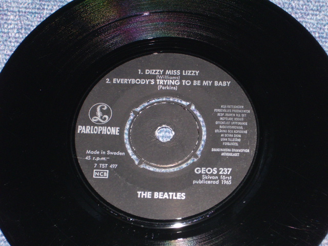 画像: THE BEATLES - DIZZY MISS LIZZY  ( 4 Tracks EP : Ex+++/Ex++ ) / 1965  SWEDEN ORIGINAL Used 7" EP With PICTURE SLEEVE 