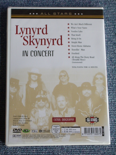 画像: LYNYRD SKYNYRD - IN CONCERT / 2005 GERMAN Brand New Sealed DVD   PAL SYSTEM  