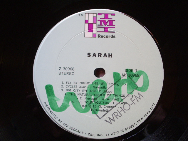 画像: SARAH(FEMALE SINGER) - SARAH ( Poduced By STEVE CROPPER ) / 1969 US ORIGINAL PROMO LP 