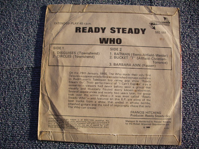 画像: THE WHO - READY STEADY WHO  / 1966 UK ORIGINAL 7"EP W/PS