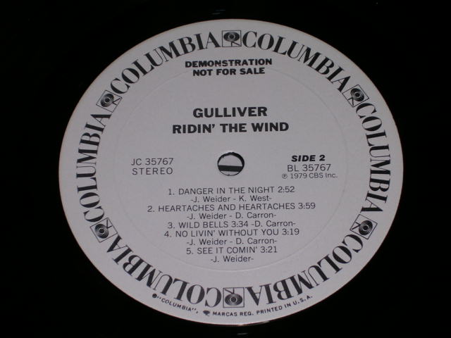 画像: GULLIVER - RIDIN' THE WIND  / 1979 US ORIGINAL WShite Label PROMO LP