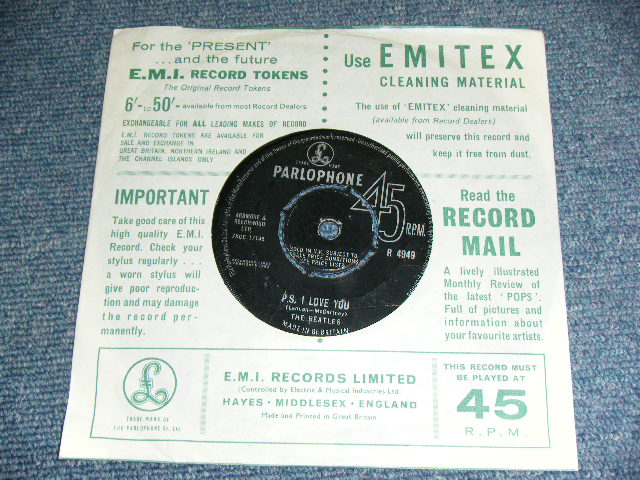 画像: THE BEATLES - LOVE ME DO & P.S.I LOVE YOU / 1963 UK Original 3rd or 4th Press  BLACK Label  'SOLD in UK' Credit Used 7" Single