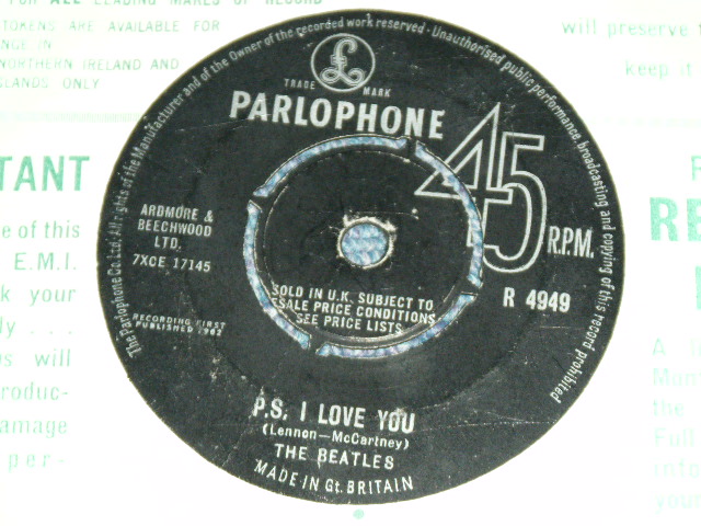 THE BEATLES - LOVE ME DO & P.S.I LOVE YOU / 1963 UK Original 3rd ...