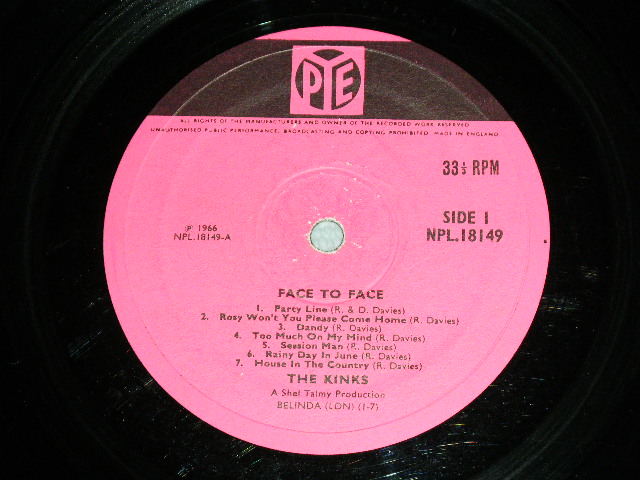 画像: THE KINKS - FACE TO FACE  ( Ex-,VG++/Ex++ )/ 1966 UK ORIGINAL MONO LP 