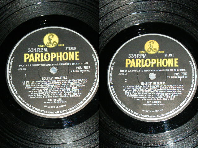 画像: THE HOLLIES - HOLLIES' GREATEST ( Ex++/Ex+++ )  / 1968 UK ORIGINAL "YELLOW PARLOPHONE" STEREO LP 