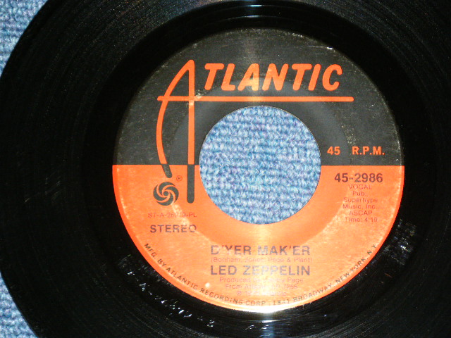 画像1: LED ZEPPELIN - D'YER MAKER ( DEFECTIVE Pressing- "3" MATRIX NUMBER FOLLOWS )   / 1973 US ORIGINAL Used 7" Single 