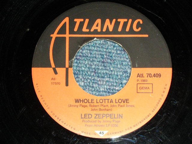 画像: LED ZEPPELIN -  WHOLE LOTTA LOVE   / 1969 WEST-GERMANY ORIGINAL Used 7" Single  With Picture Sleeve 